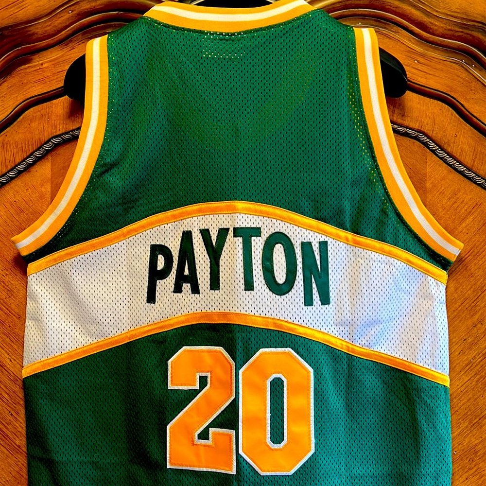 Throwback Mitchell & Ness NBA Seattle Super Sonic Gary Payton #20 Green Jersey